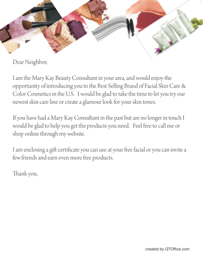 Mary Kay Neighborhood Letter